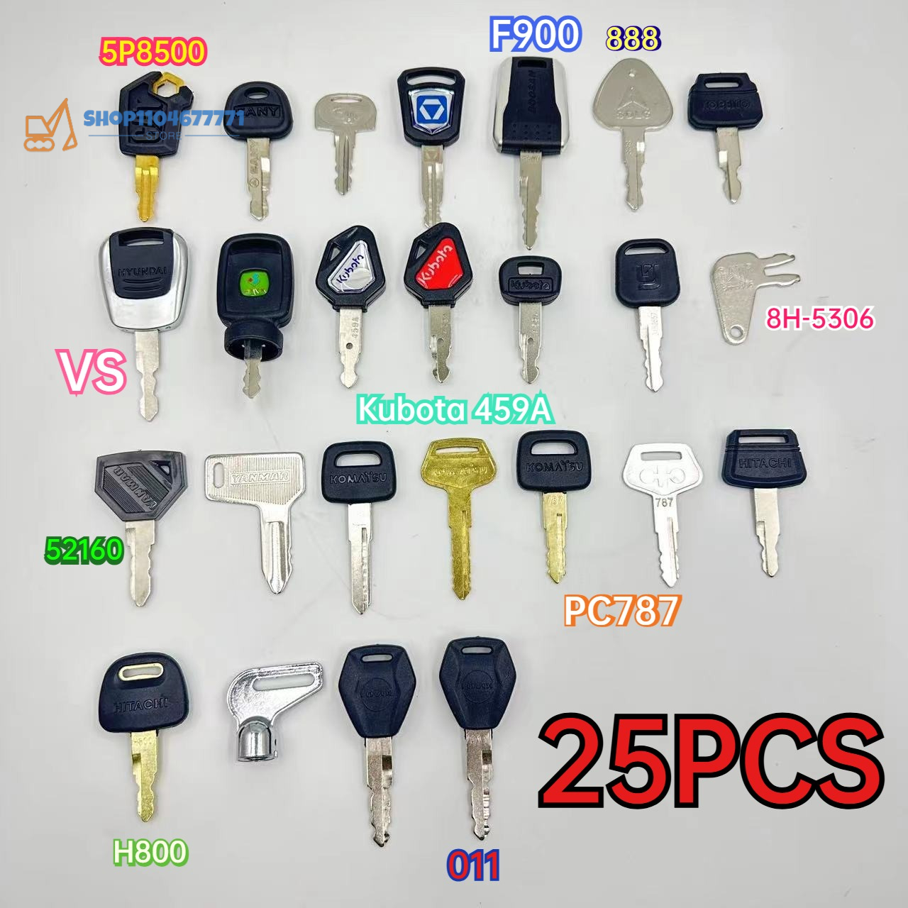 Heavy Equipment Keys Master Set - 25pcs Excavator Keys for Cat for