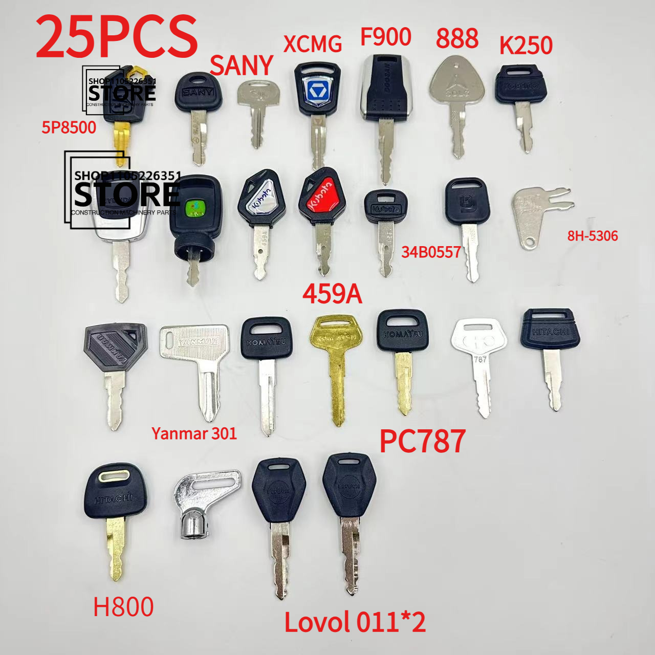 50/35/25pc Excavator Keys for  - Heavy Equipment Keys Master Set avaliação e preço
